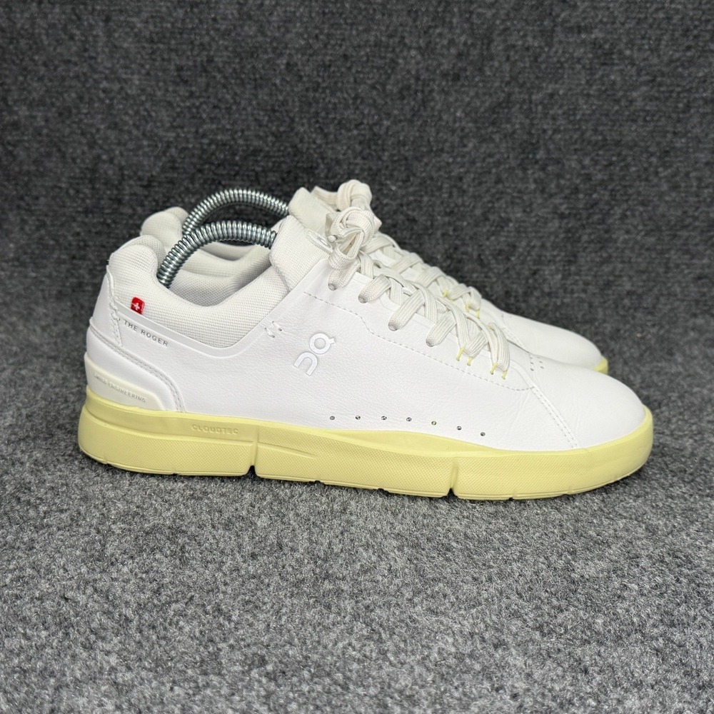 On Running Roger Advantage Sneaker Women 9 White Hay Yellow Athletic Tennis Shoe